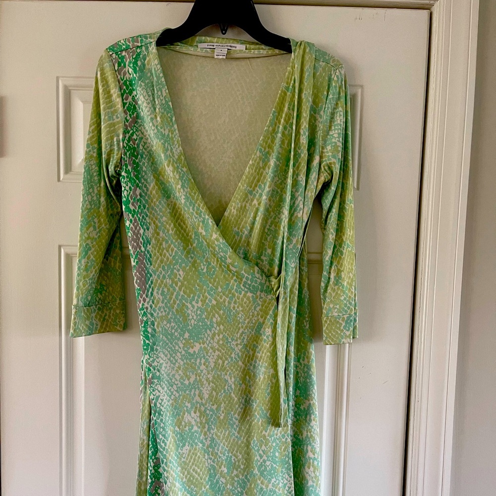 Beautiful Diane Von Furstenberg snake print wrap dress.